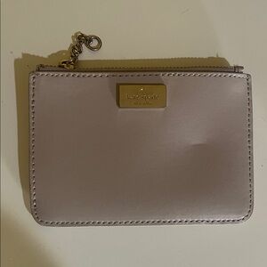 Kate Spade Taupe Card Holder with Gold Accents